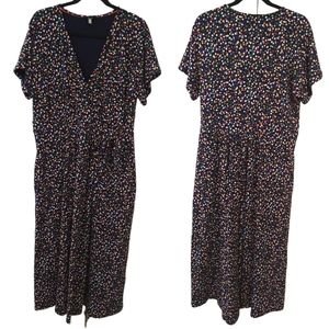 Joules Navy Multicolor Polka Dot Faux Wrap Dress. Size US14